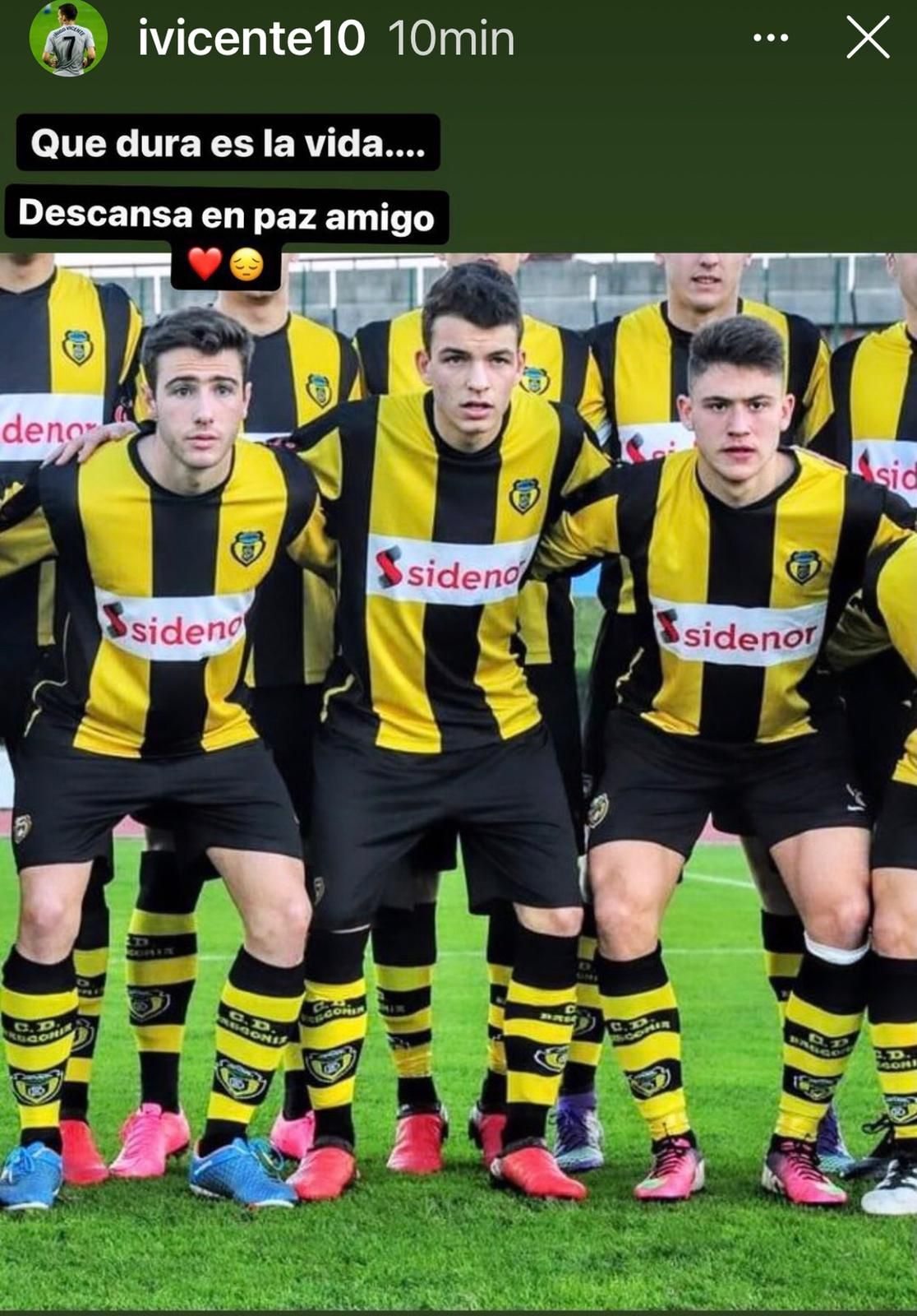 Condolencias de Iñigo Vicente por el fallecimiento de Gandiaga en Instagram.