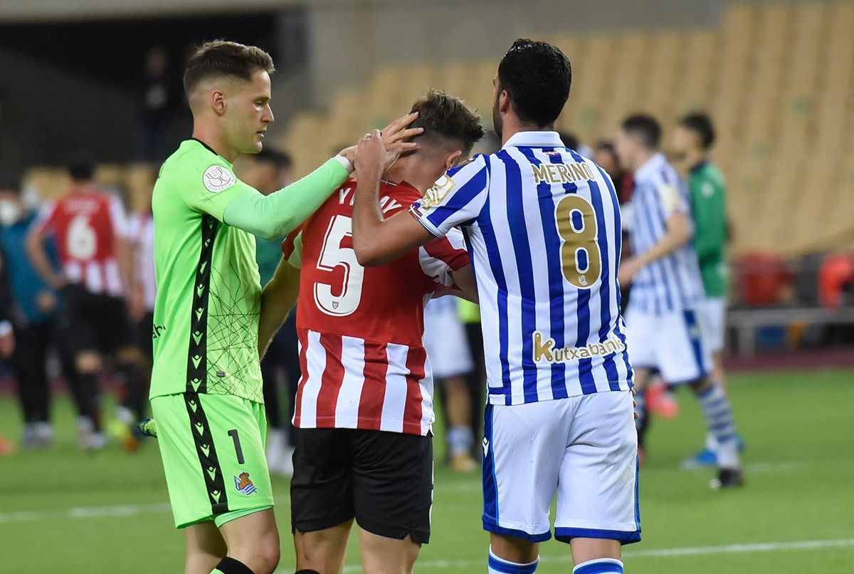  Yeray, consolado tras perder ante la Real en la final de Copa.