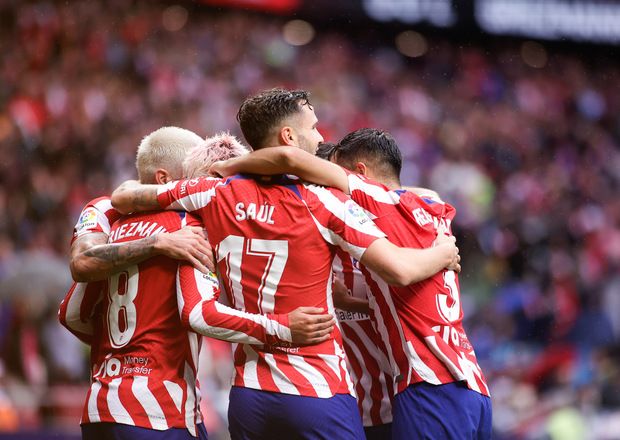  Los jugadores del Atlético celebra el tanto de Griezmann. Fuente: LaLiga
