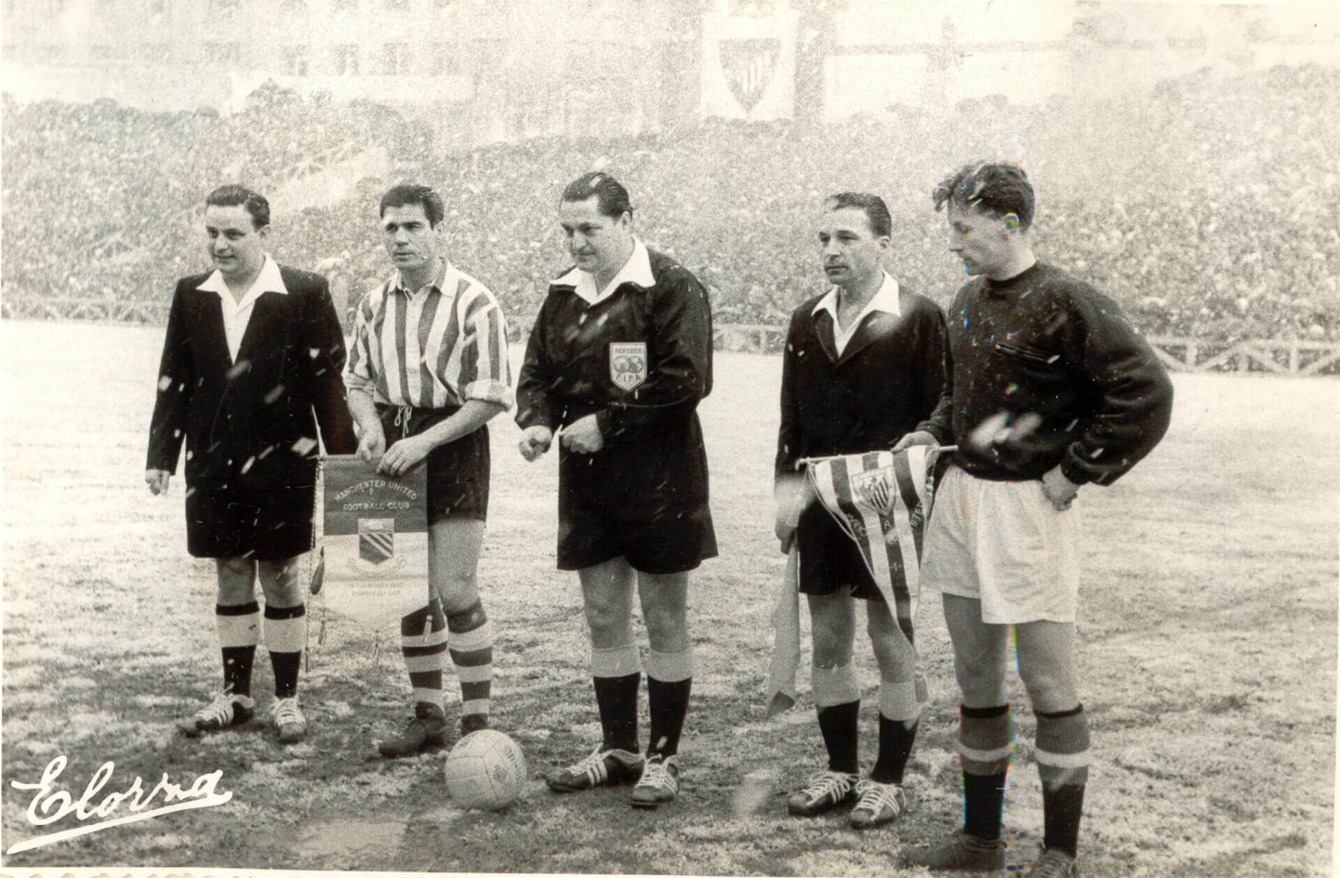  El partido de la nieve entre el Athletic Club y el Manchester United de la Copa de Europa de 1957.