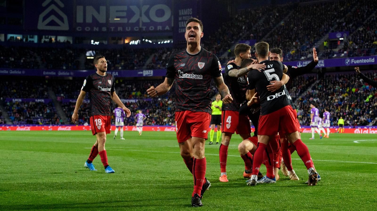  Dani García festeja un gol ante el Valladolid en Zorrilla.