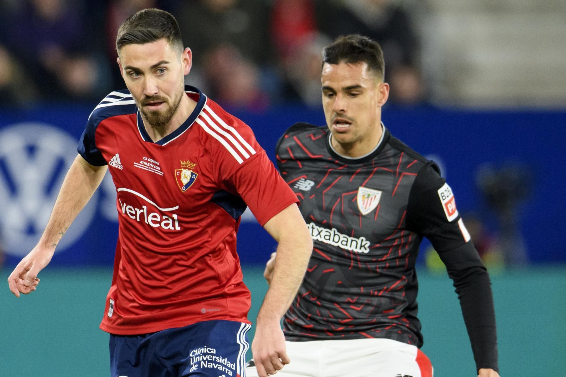  Dani García con Moi Gómez en El Sadar en la semifinal de Copa ante Osasuna.