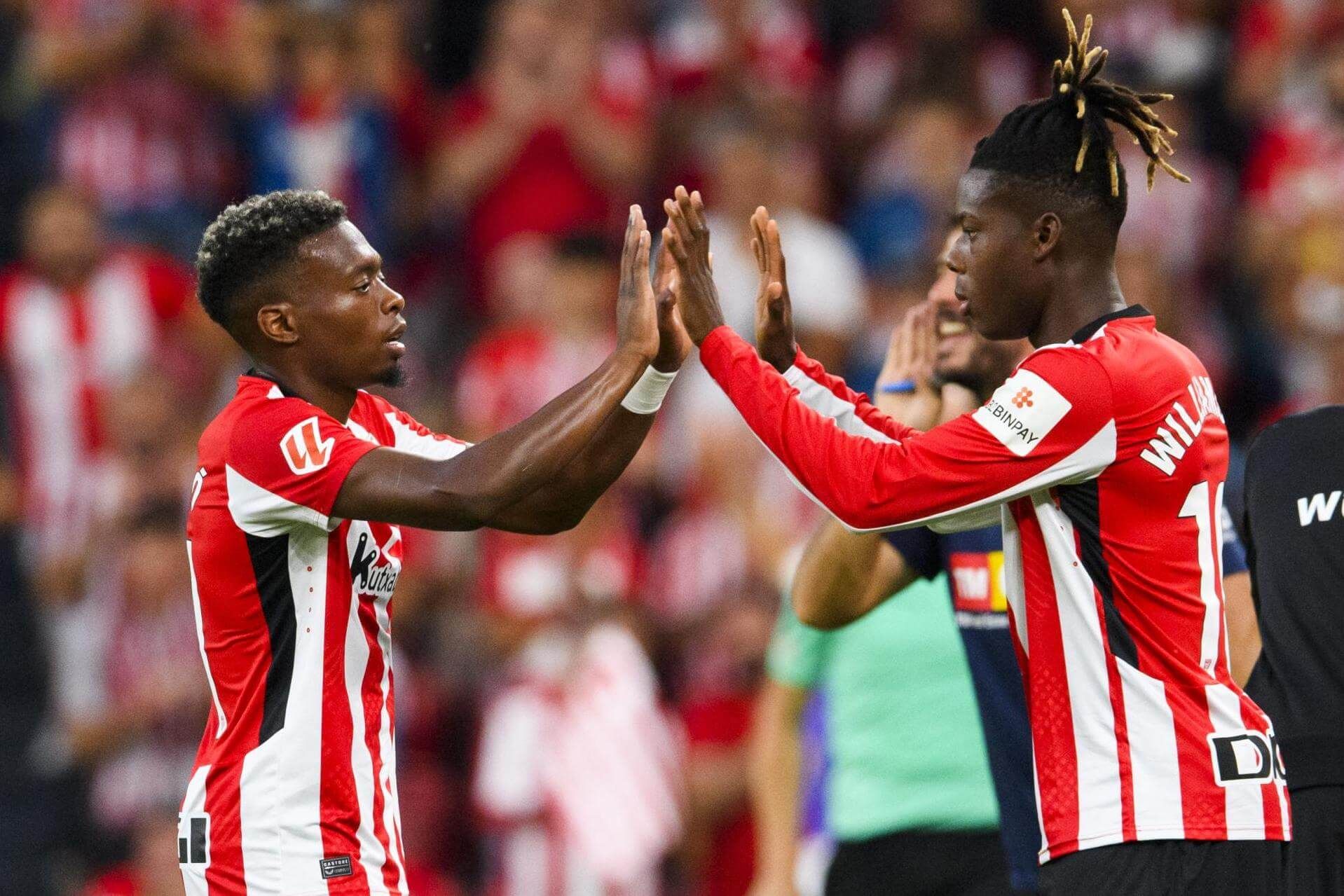 Álvaro Djaló da el relevo a Nico Williams en la victoria en San Mamés ante el Valencia CF.