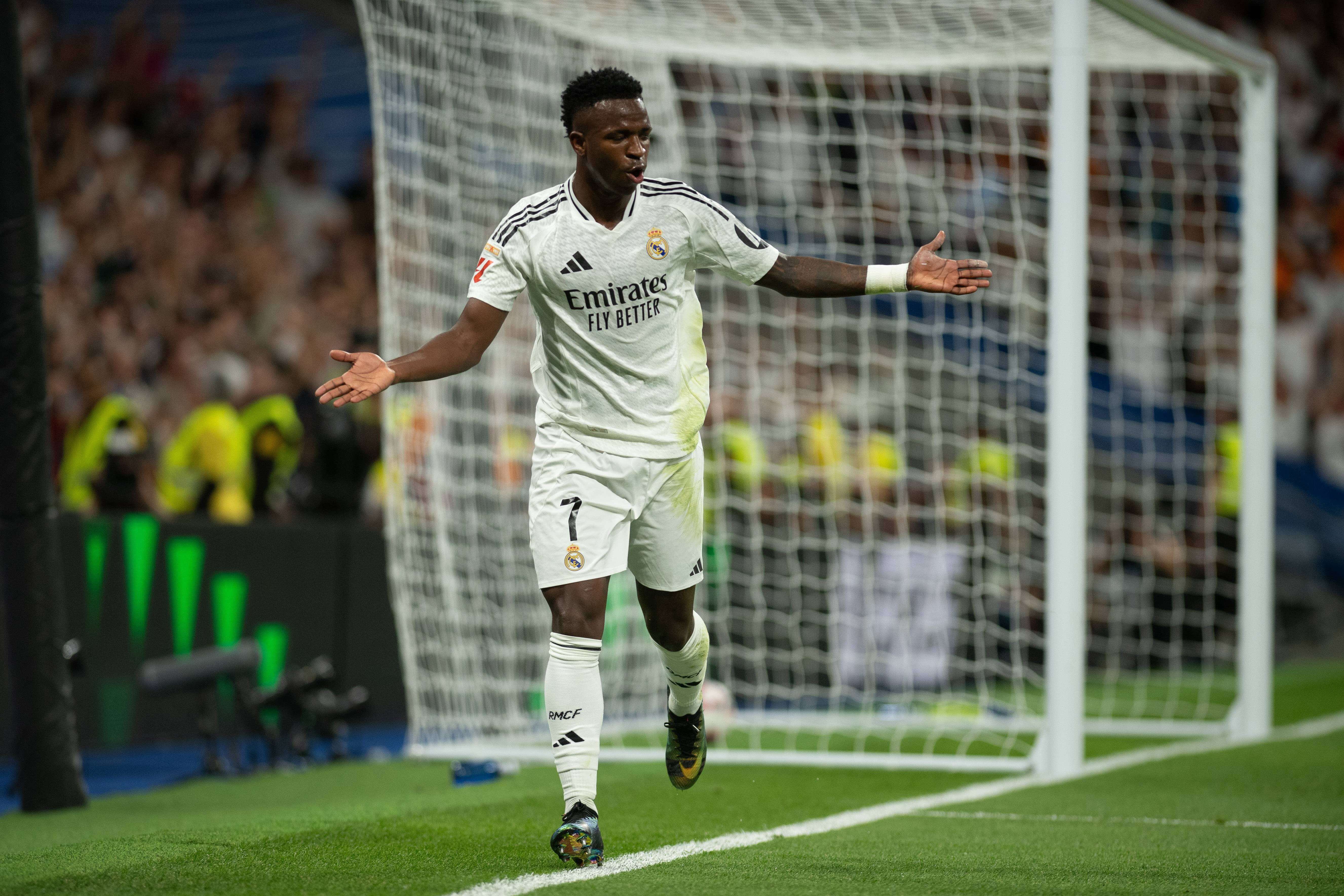  Vinicius Júnior celebrando un gol con el Real Madrid.