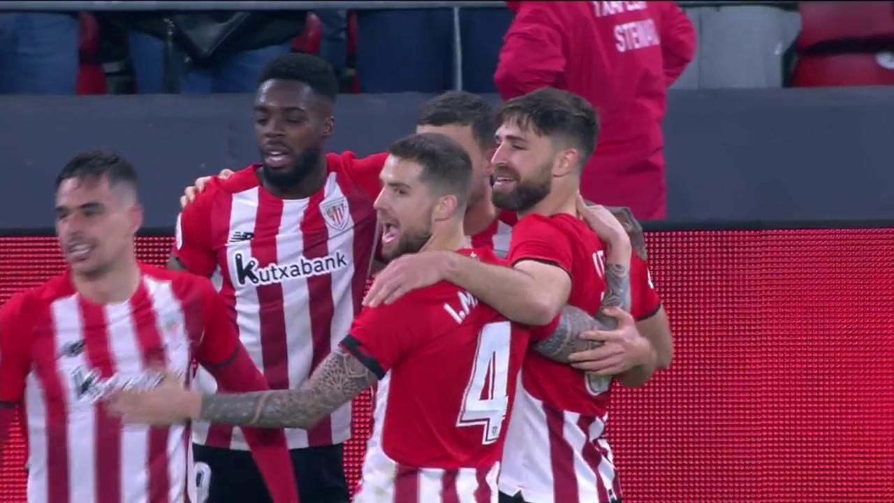 El Athletic celebra un gol en San Mamés.