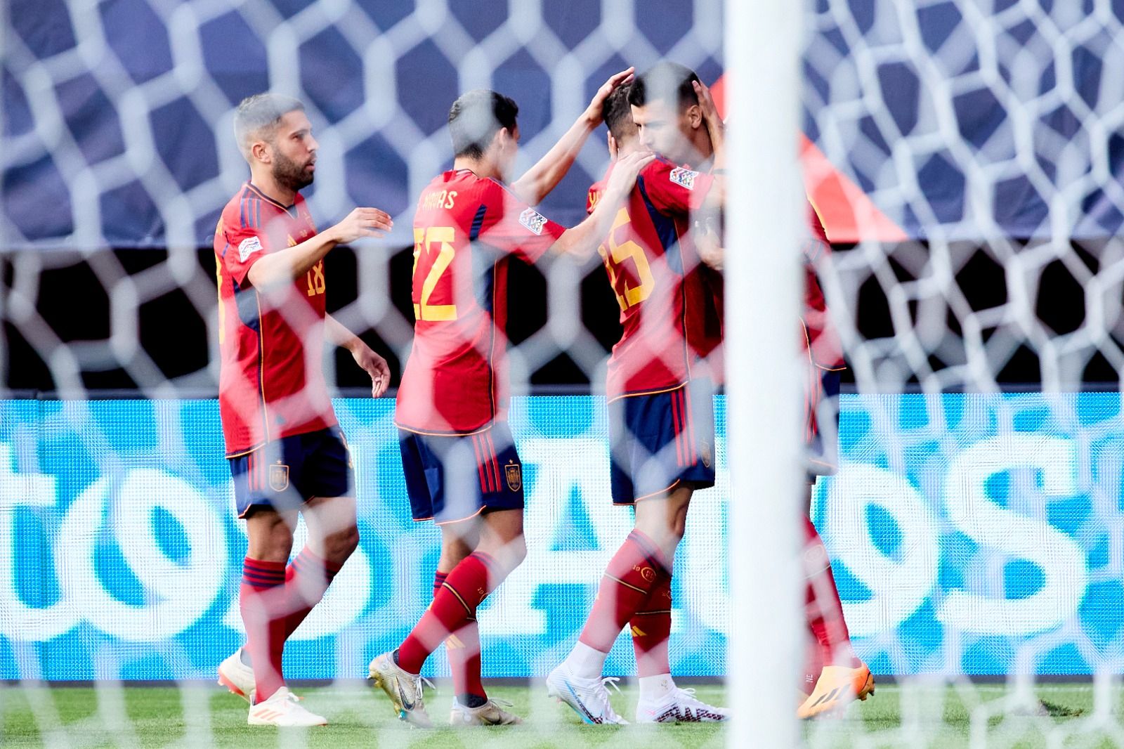 Celebración de un gol en el España-Italia.