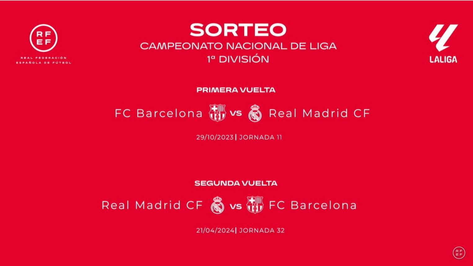  Fechas de los Clásicos entre Real Madrid y Barcelona para LaLiga 23/24.