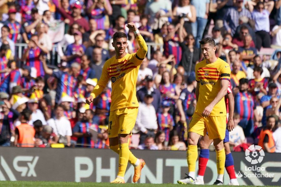 Ferran Torres celebrando su gol al Atlético de Madrid (Foto:LaLiga).