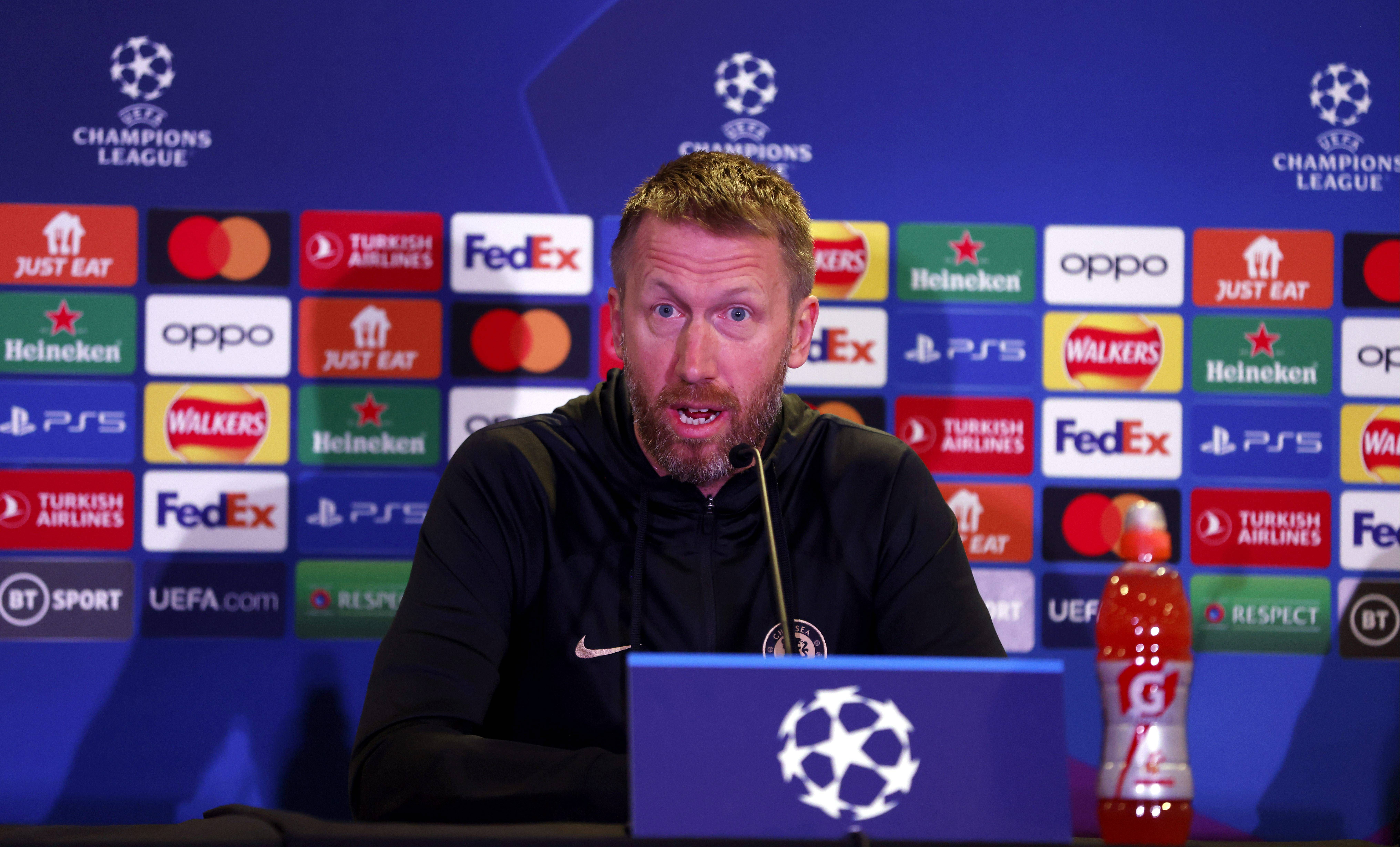  Graham Potter, entrenador del Chelsea, en sala de prensa.