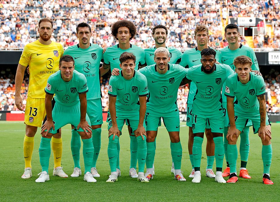  El once del Atlético ante el Valencia en Mestalla.