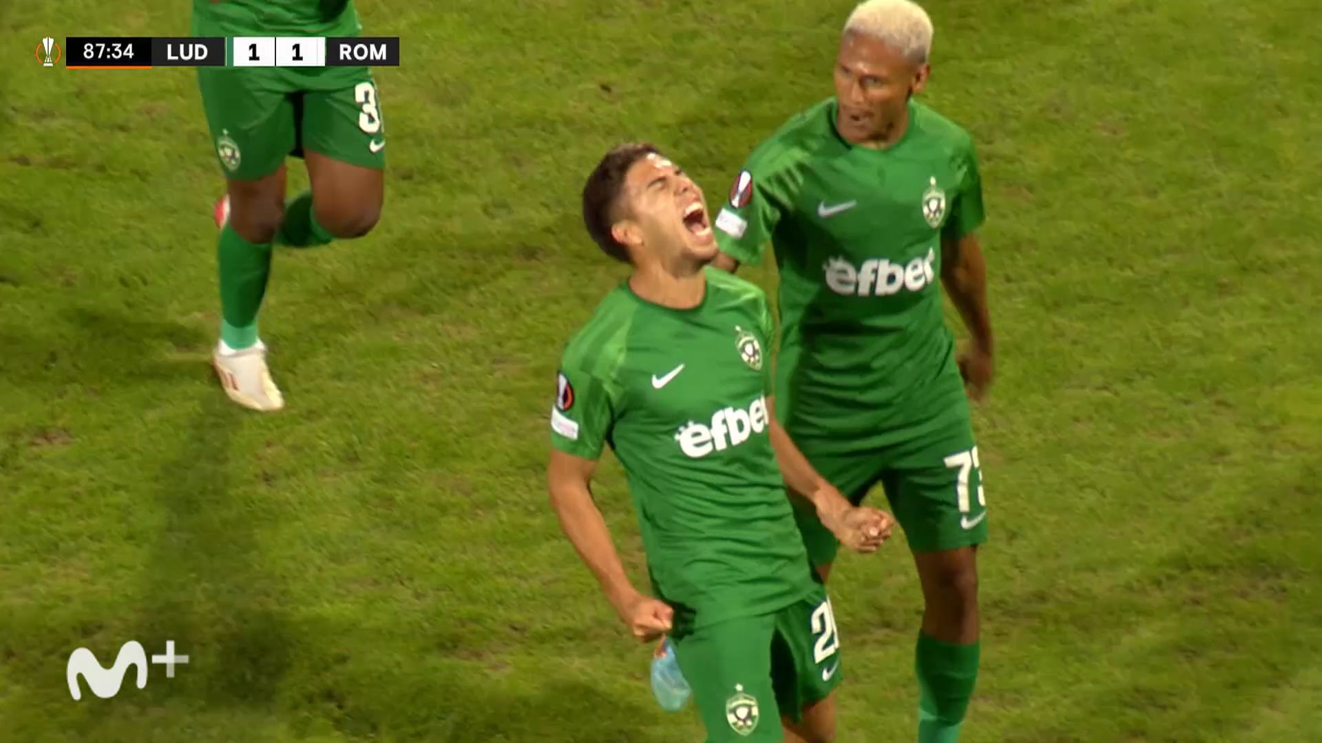  Imagen de un partido entre el Ludogorets y la AS Roma, ambos rivales del Athletic Club en esta UEFA Europa League.