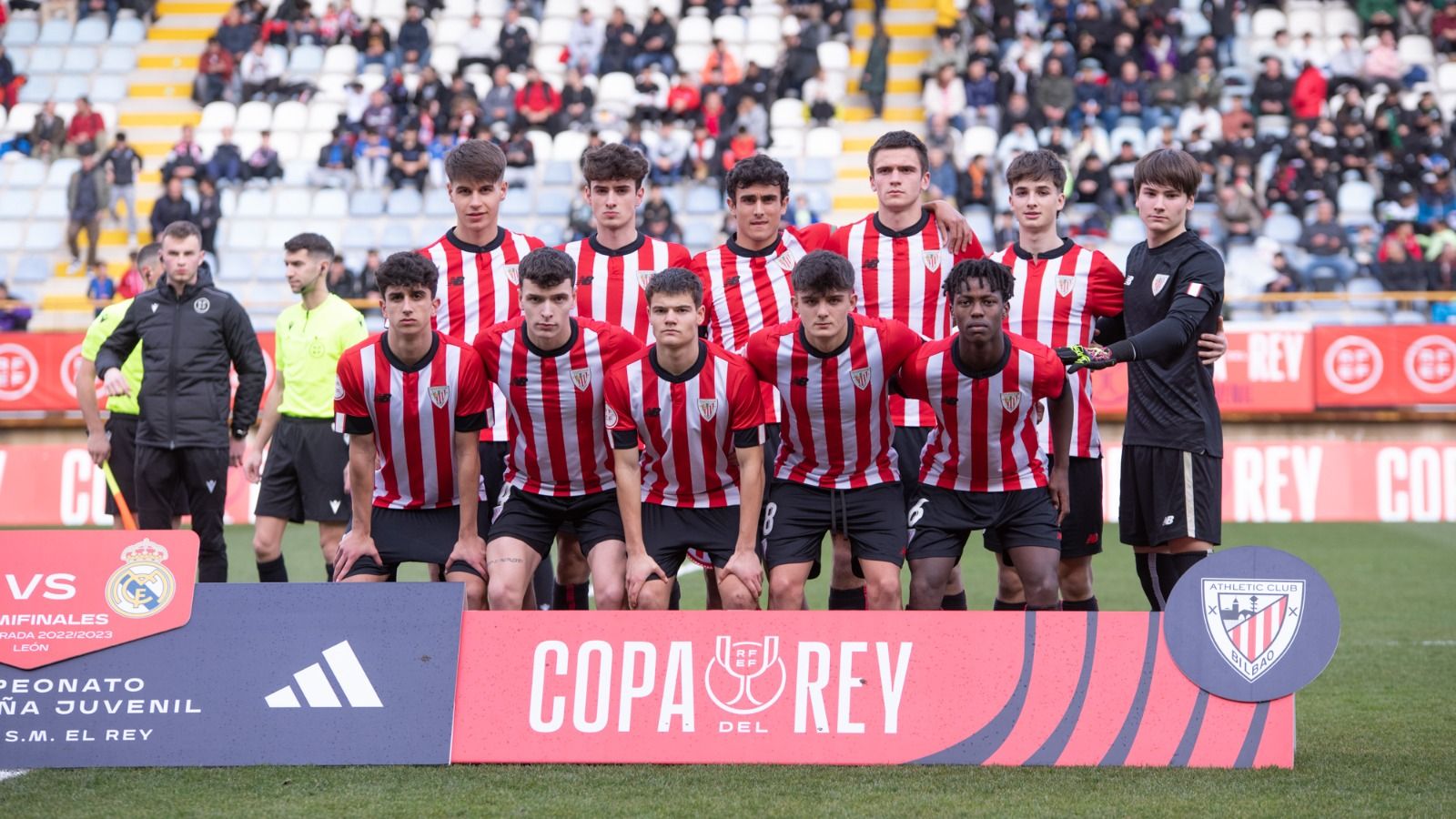  El once de Bittor Llopis ante el Real Madrid juvenil, en León, en la semifinal de Copa.