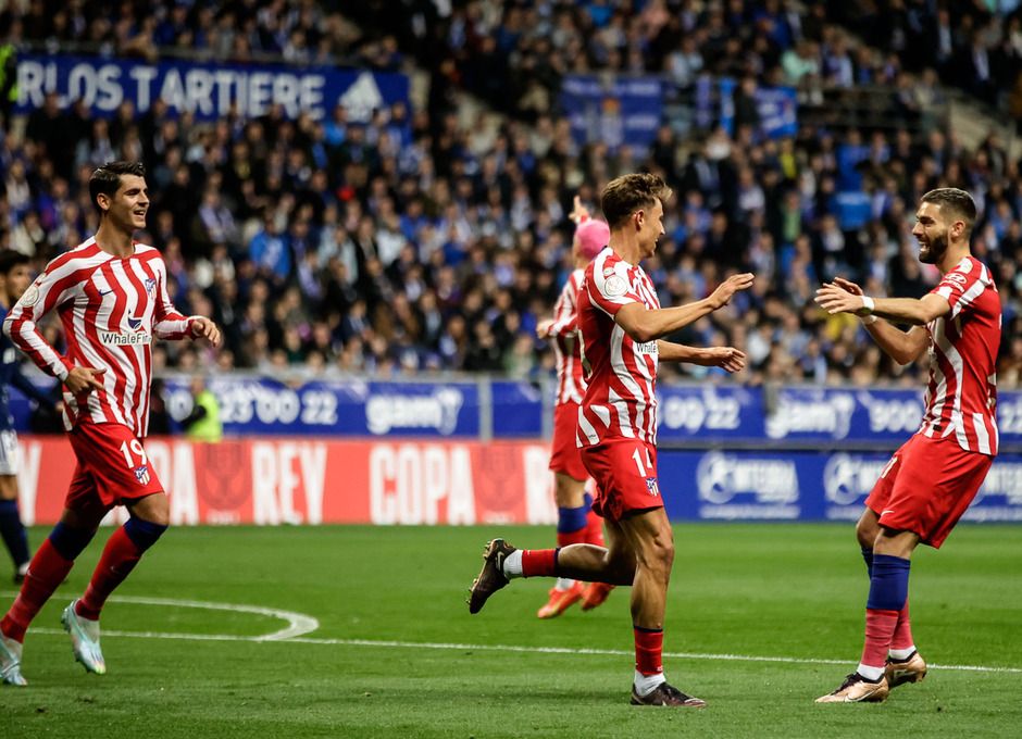  Marcos Llorente celebra su gol en el Oviedo-Atlético de Madrid.