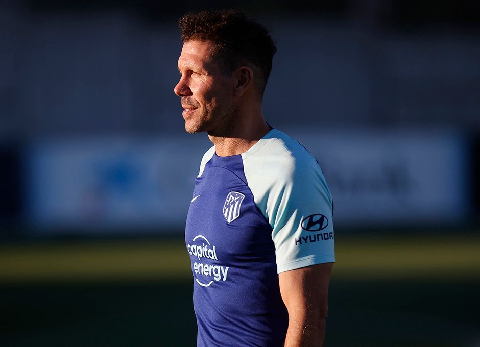  Diego Pablo Simeone, en una sesión del Atlético de Madrid.