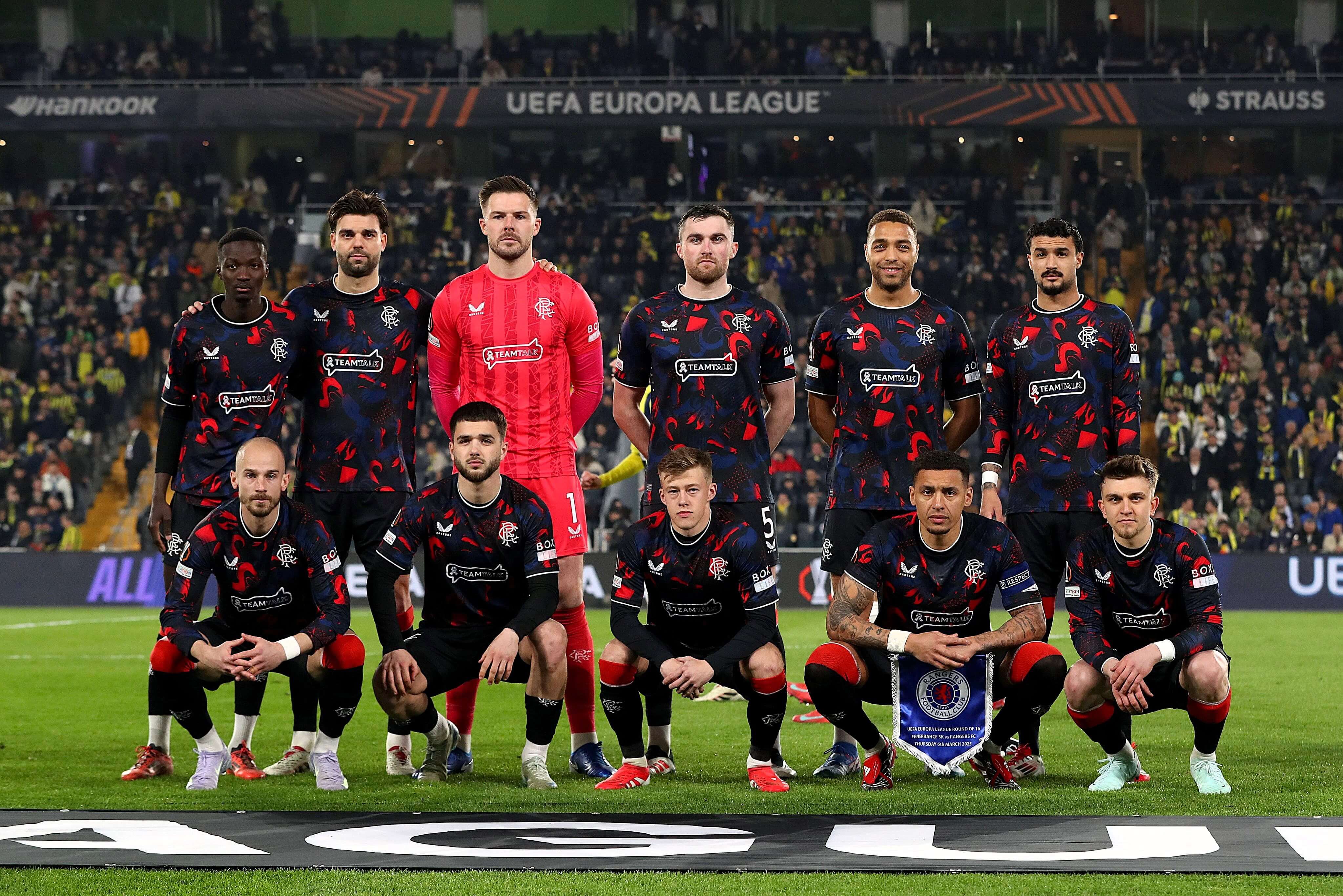 Un once del Glasgow Rangers FC, equipo que dirige Barry Ferguson.