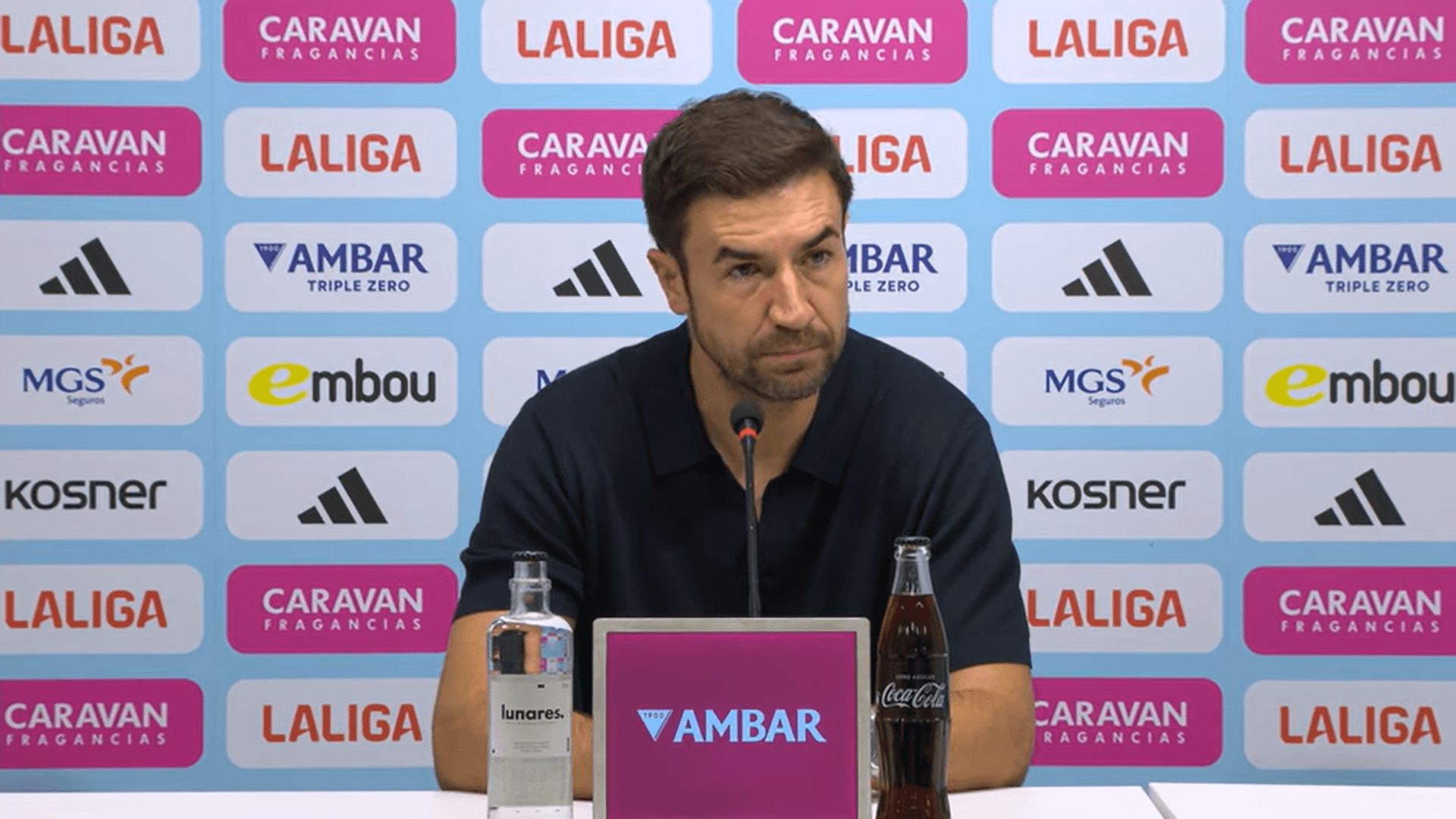 Gabi Fernández, en rueda de prensa del Real Zaragoza. 