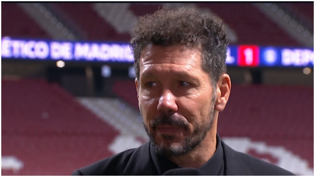  Diego Simeone se emocionó durante el postpartido del Atlético-Alavés (foto: captura DAZN).