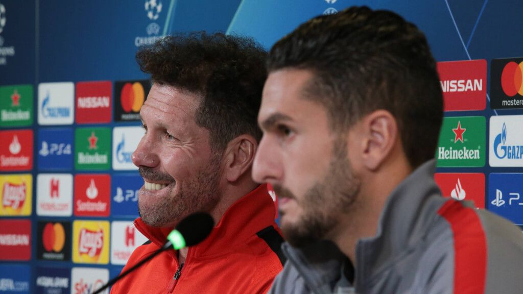 Simeone y Koke en una rueda de prensa (Cordon Press)