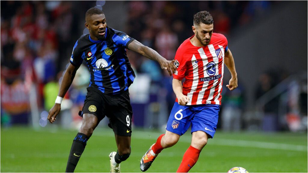 Marcus Thuram, ante Koke en el Atlético Madrid-Inter de Champions (foto: Cordon Press).