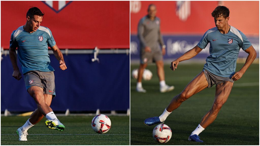  César Azpilicueta y Marcos Llorente, entrenando con el Atlético de Madrid