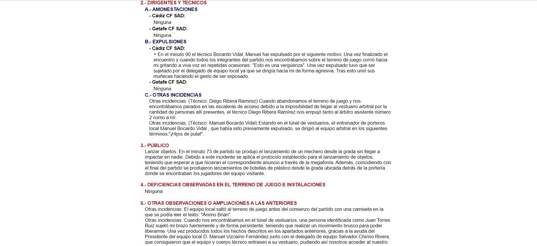 Fragmento del acta que refleja las expulsiones de miembros del Cádiz.