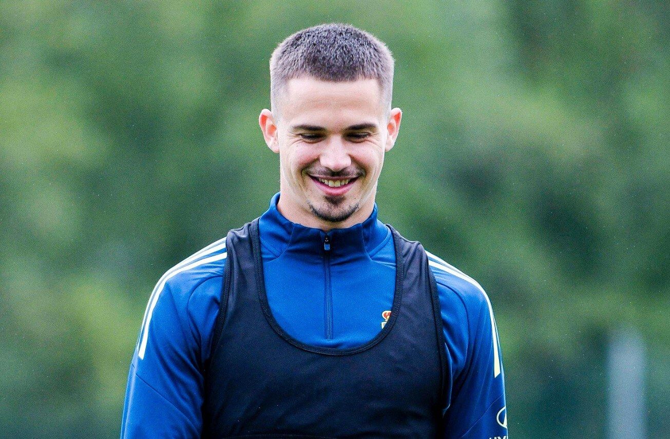  Leander Dendoncker, en un entrenamiento con el Real Oviedo.