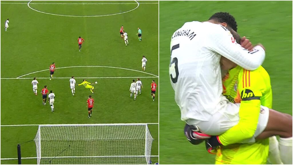  La asistencia de Andriy Lunin a Vinicius (Fuente: DAZN)