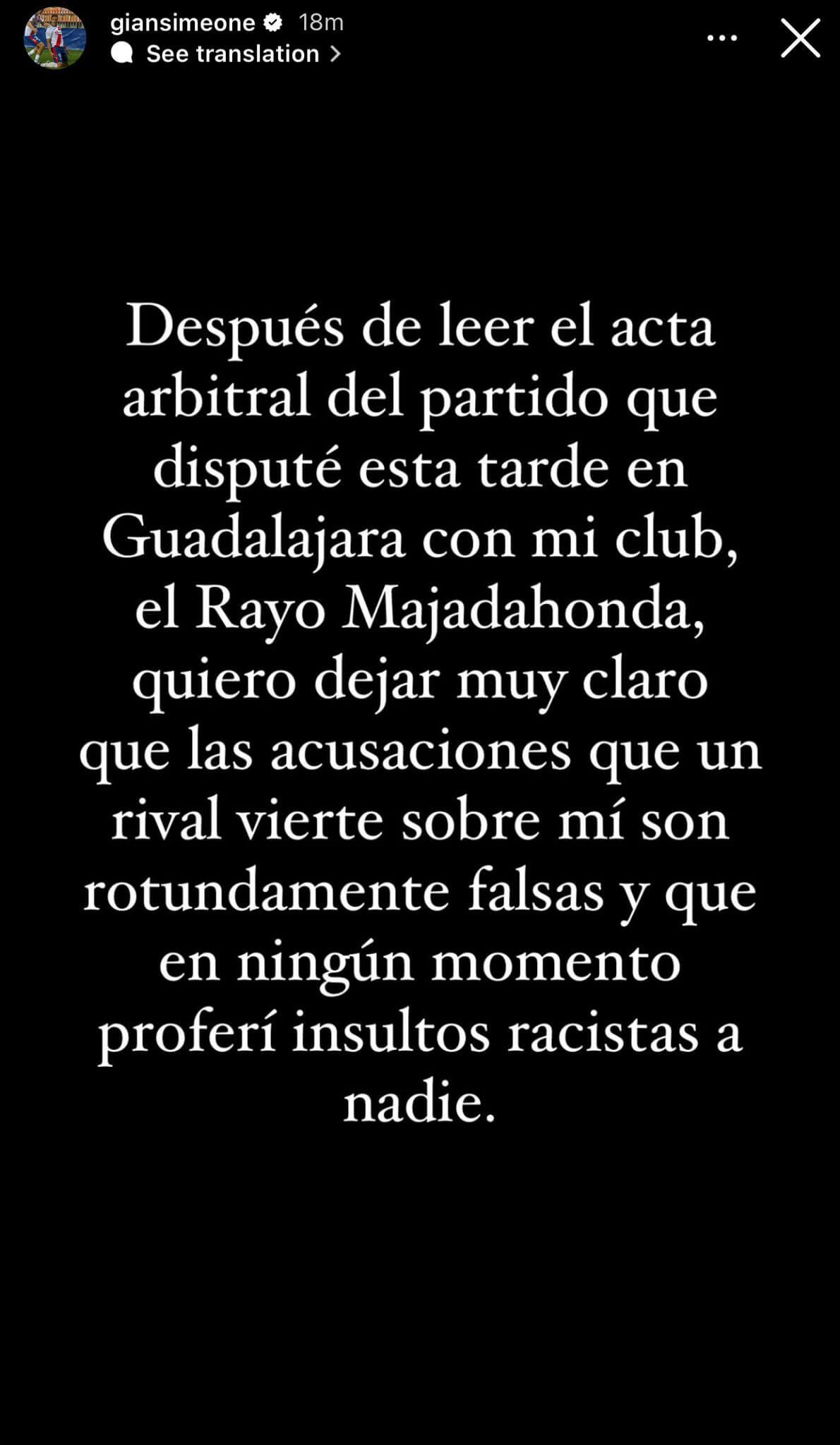  La aclaración de Gianluca Simeone