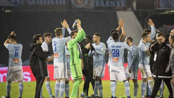 El Celta celebrando la eliminación del Madrid.