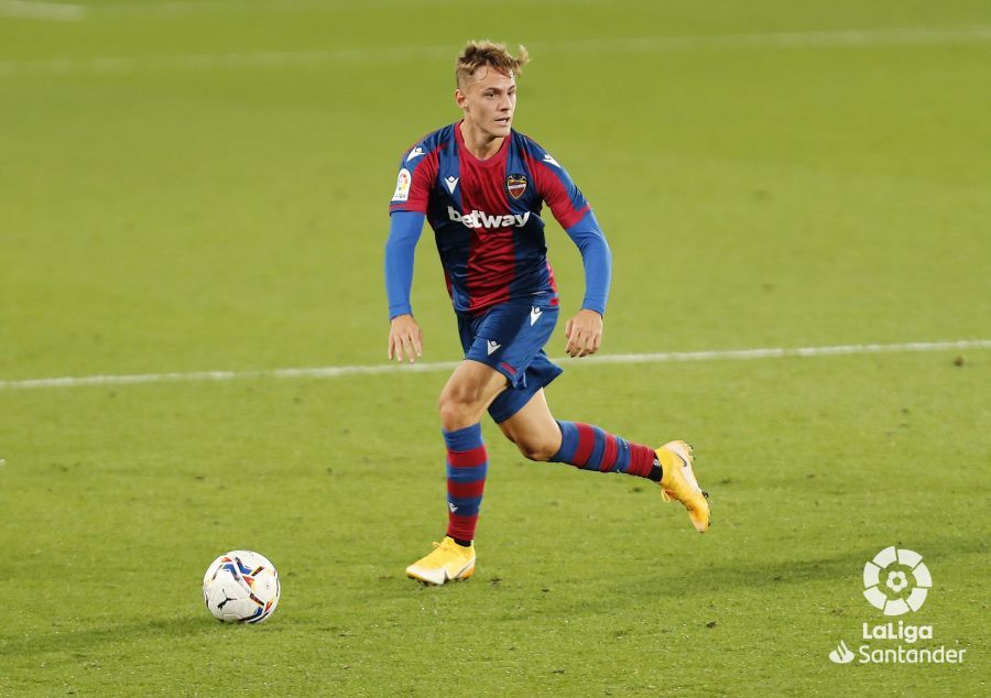  Dani Gómez, durante el Levante-Celta.