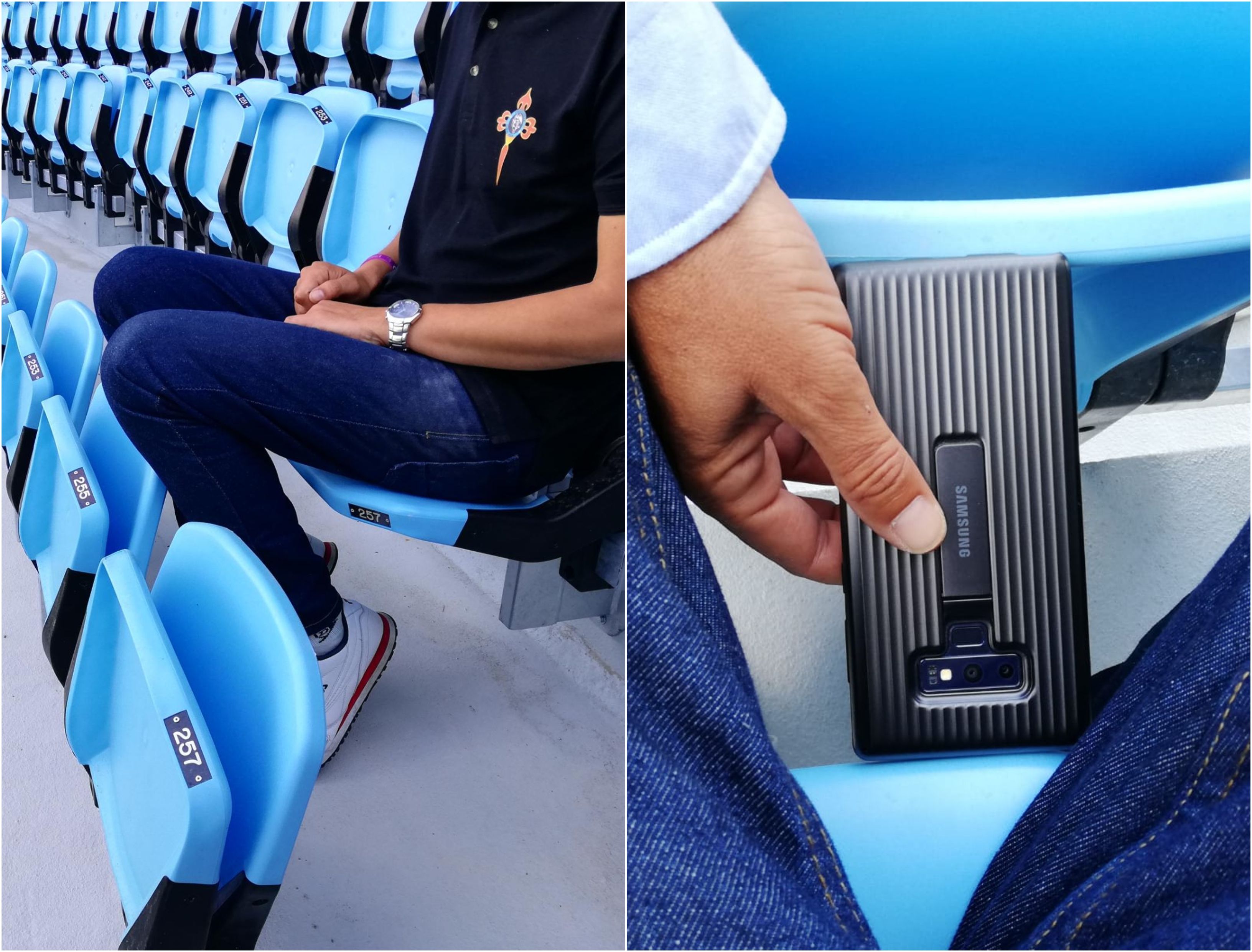  Fotos de aficionados que muestran la reducida distancia entre los asientos de Río Bajo en Balaídos.