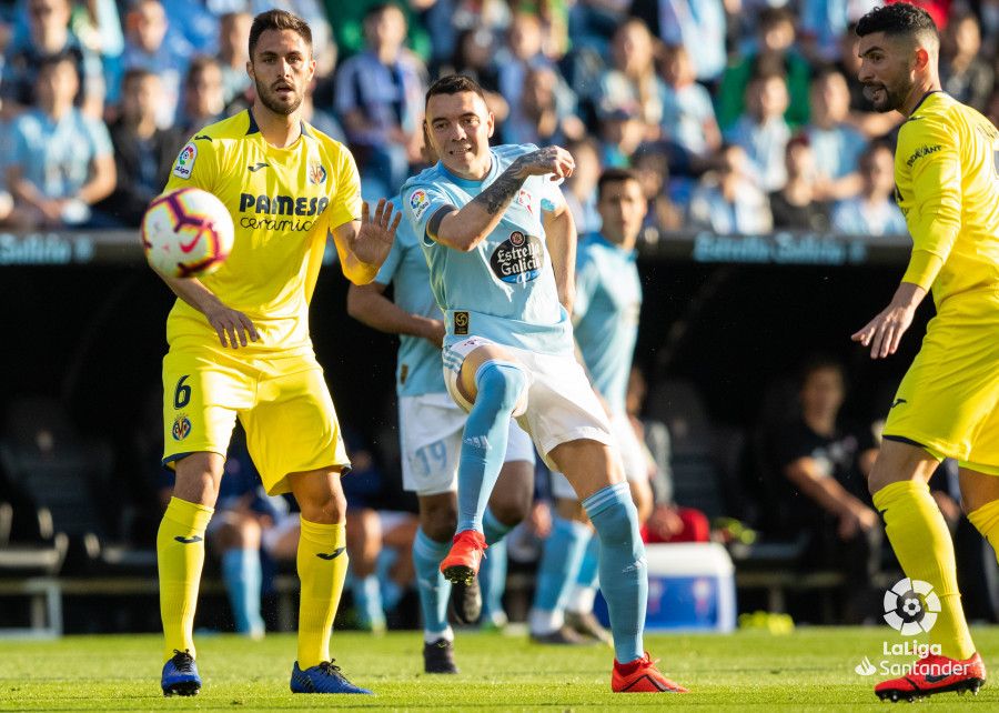  Aspas, durante un lance del choque ante el Villarreal.