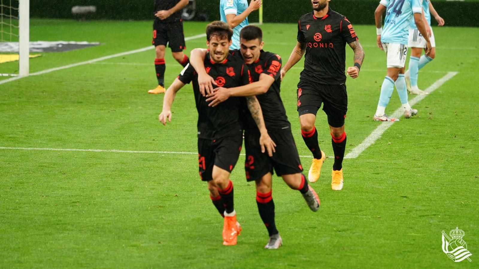 Celebración de David Silva de su gol ante la Real Sociedad