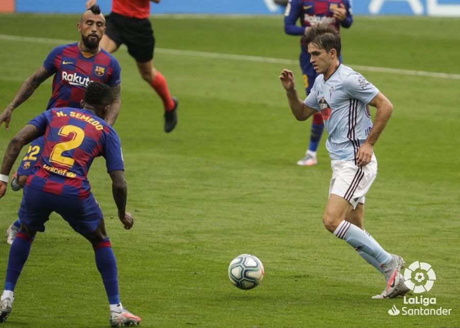 Denis Suárez y Nelson Semedo, durante el Cetla-Barcelona.