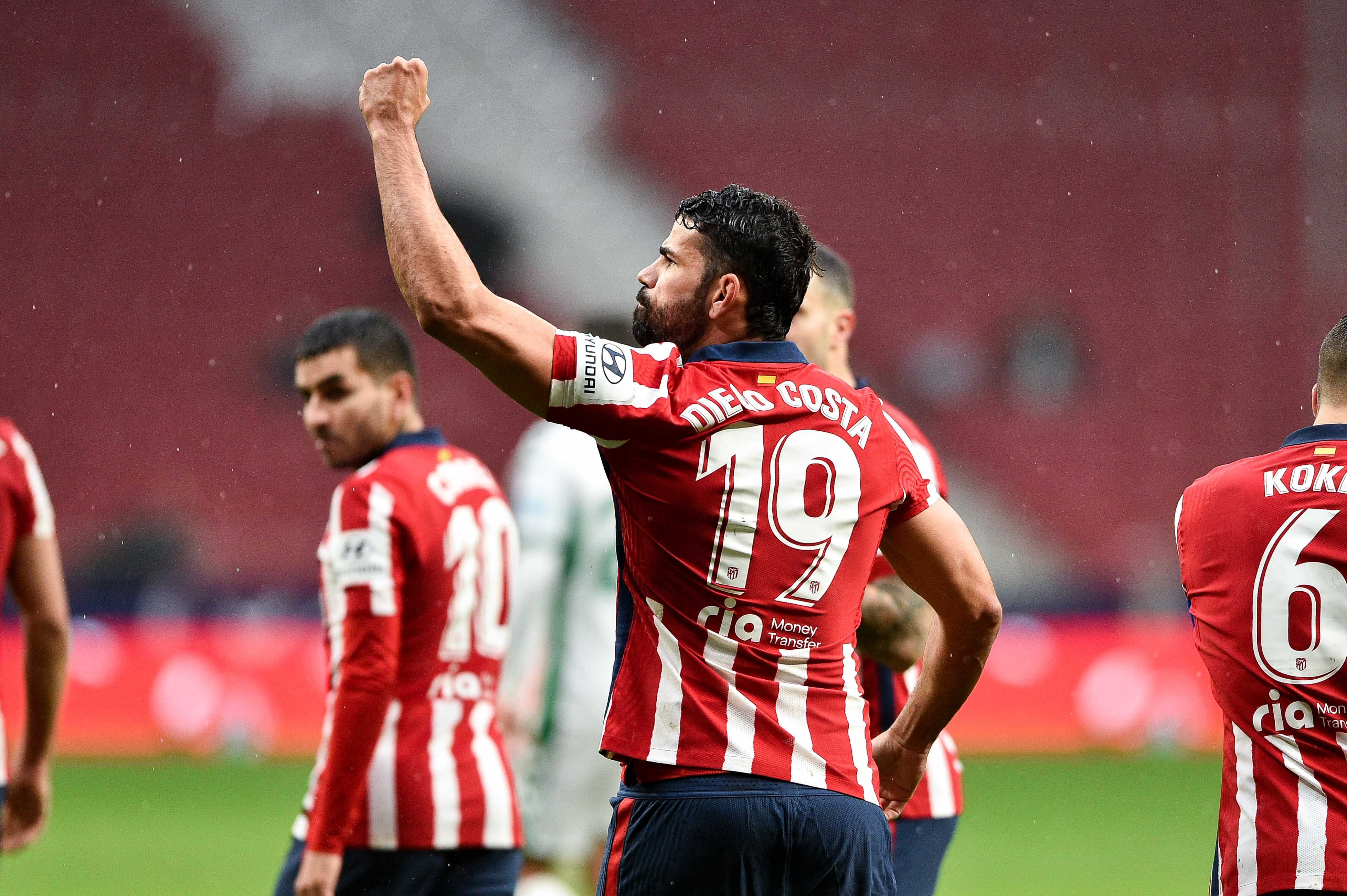Diego Costa celebra un gol con el Atlético de Madrid.