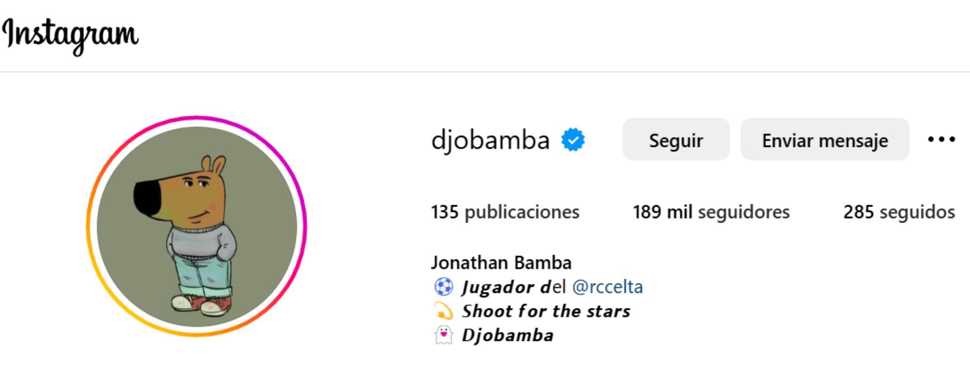 Perfil de Jonathan Bamba en Instagram.