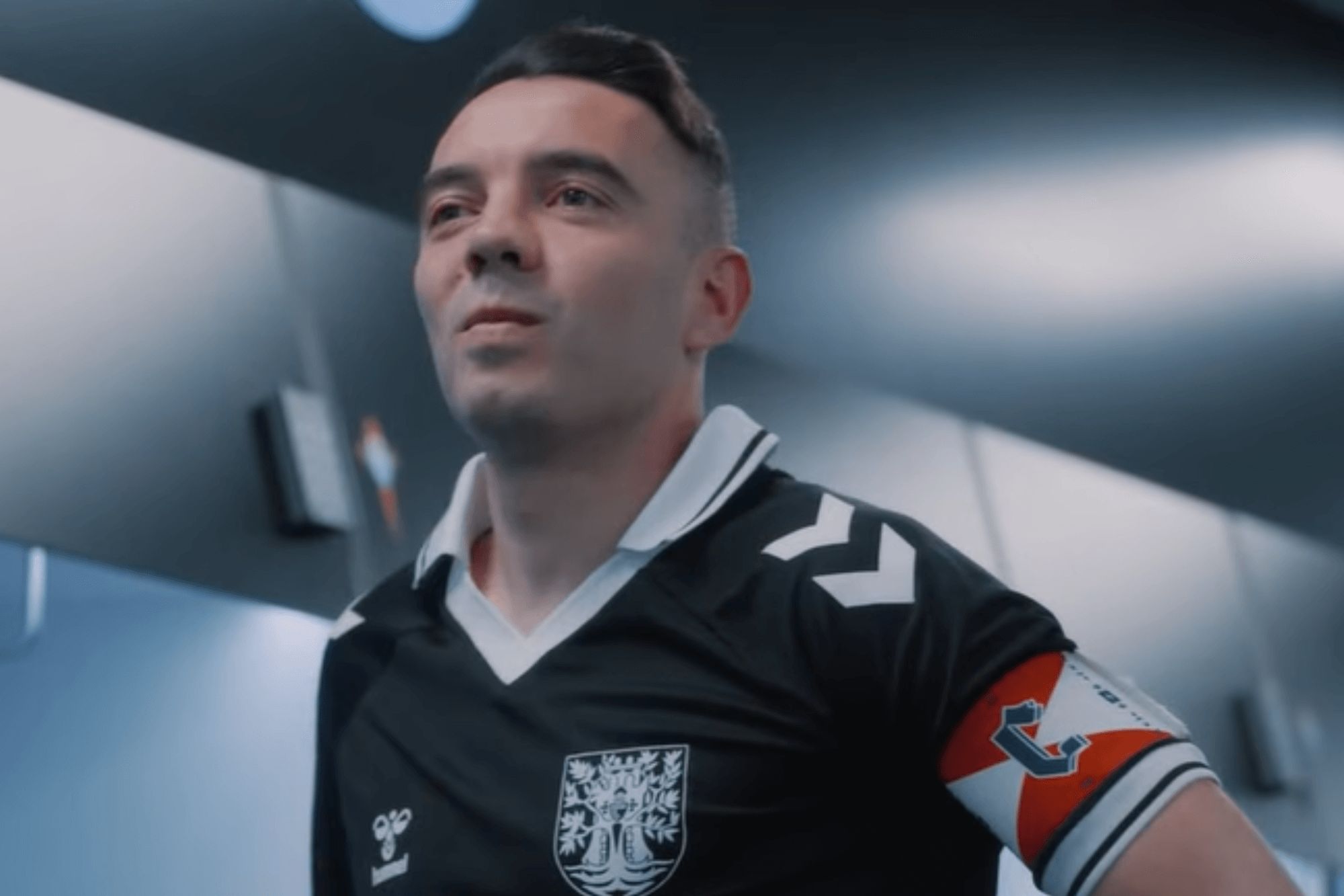 Iago Aspas, con la camiseta de A Reconquista.
