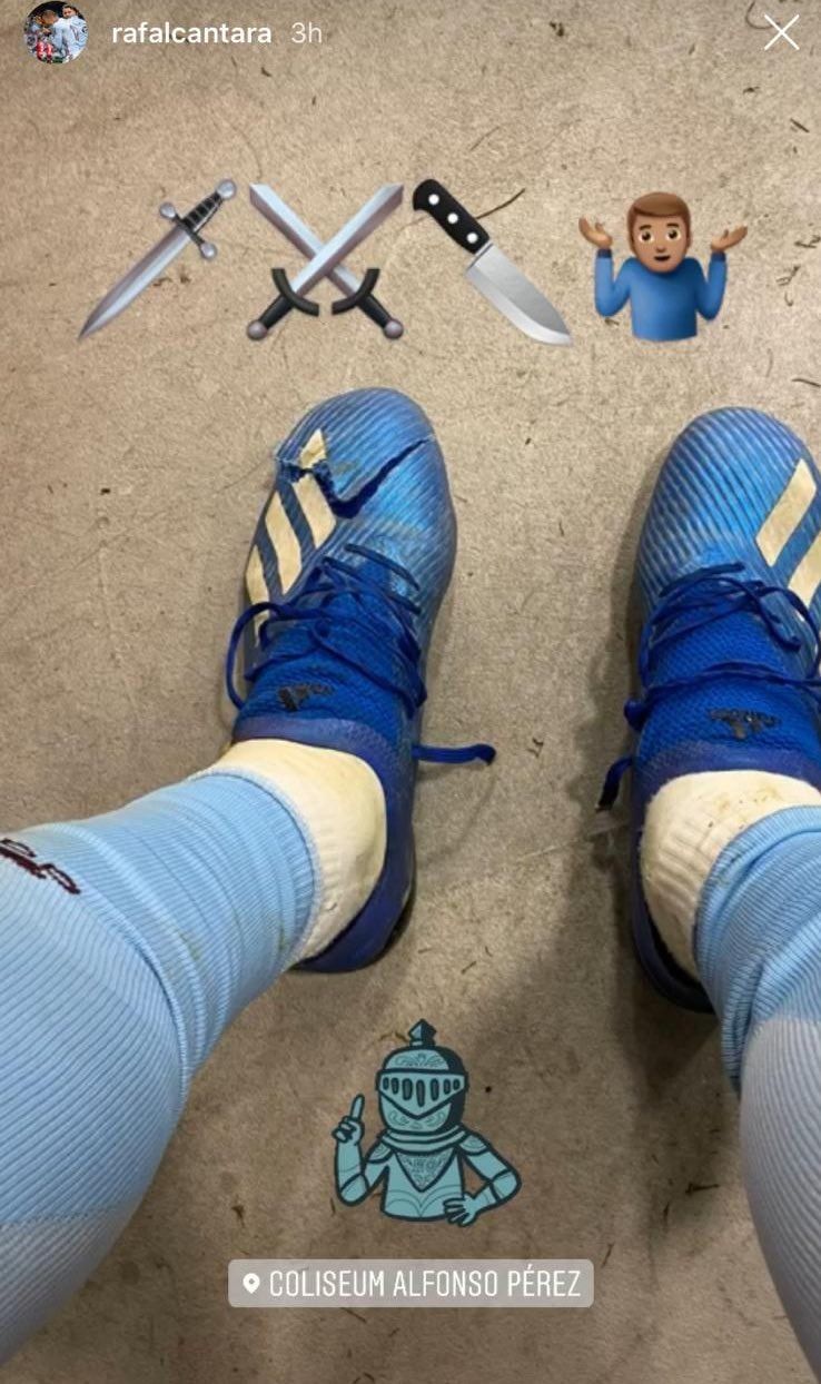  El estado de las botas de Rafinha tras acabar el partido ante el Getafe.