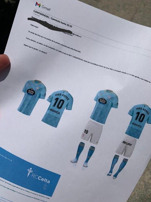  Filtración de las posibles nuevas camisetas del Celta para la 22/23.