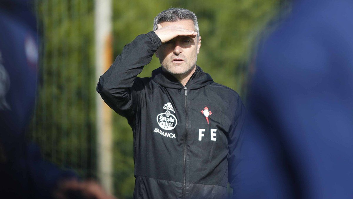 Fran Escribá, durante un entrenamiento del Celta.