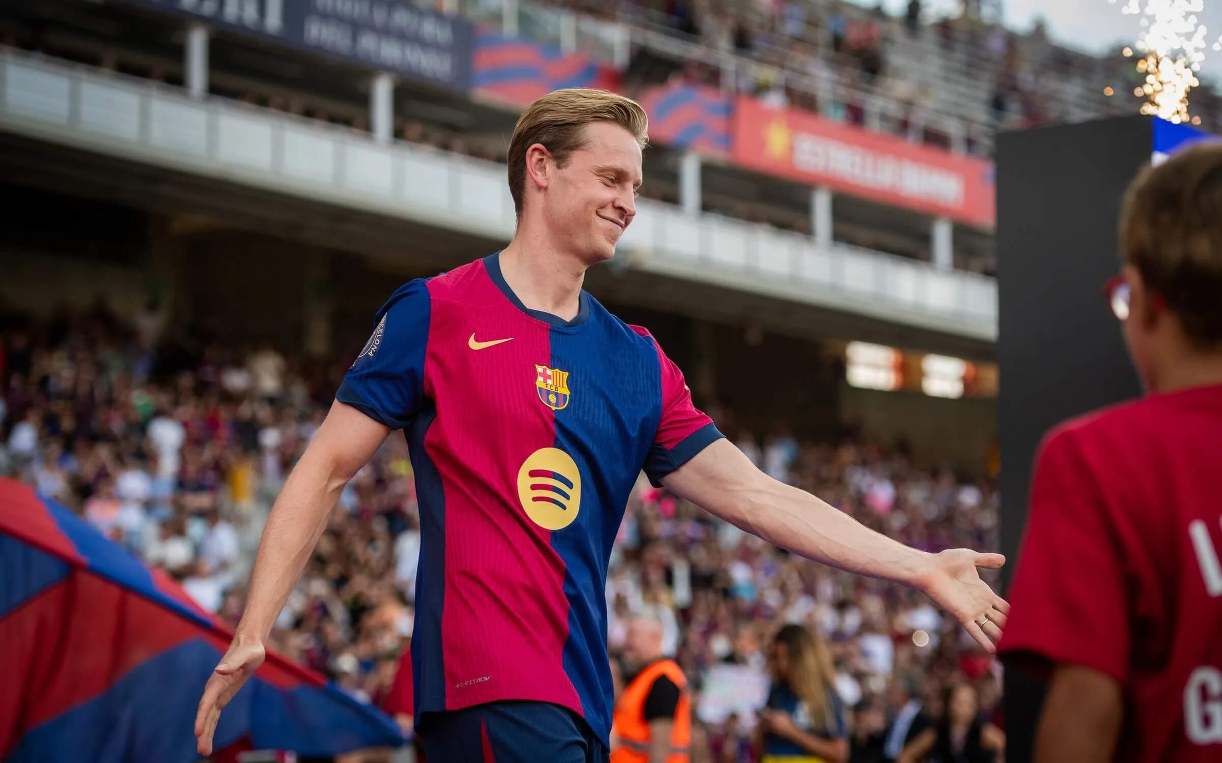 Frenkie de Jong, en la presentación del Barcelona en Montjuïc.