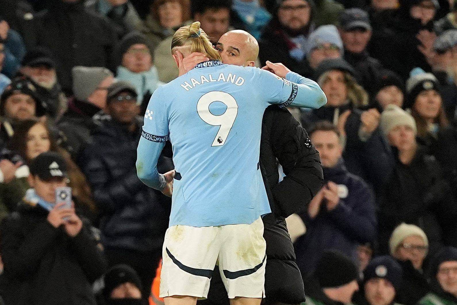 Haaland y Guardiola se abranzan en el Manchester City-West Ham.