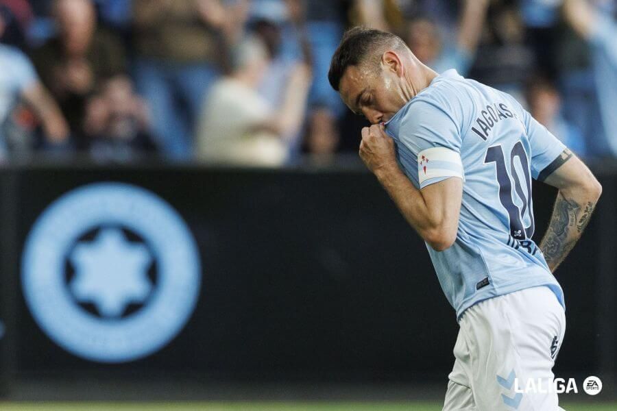 Iago Aspas celebra su gol al Villarreal.