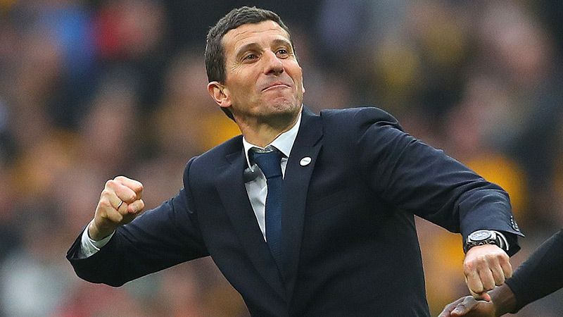  Javi Gracia celebra un gol del Watford.