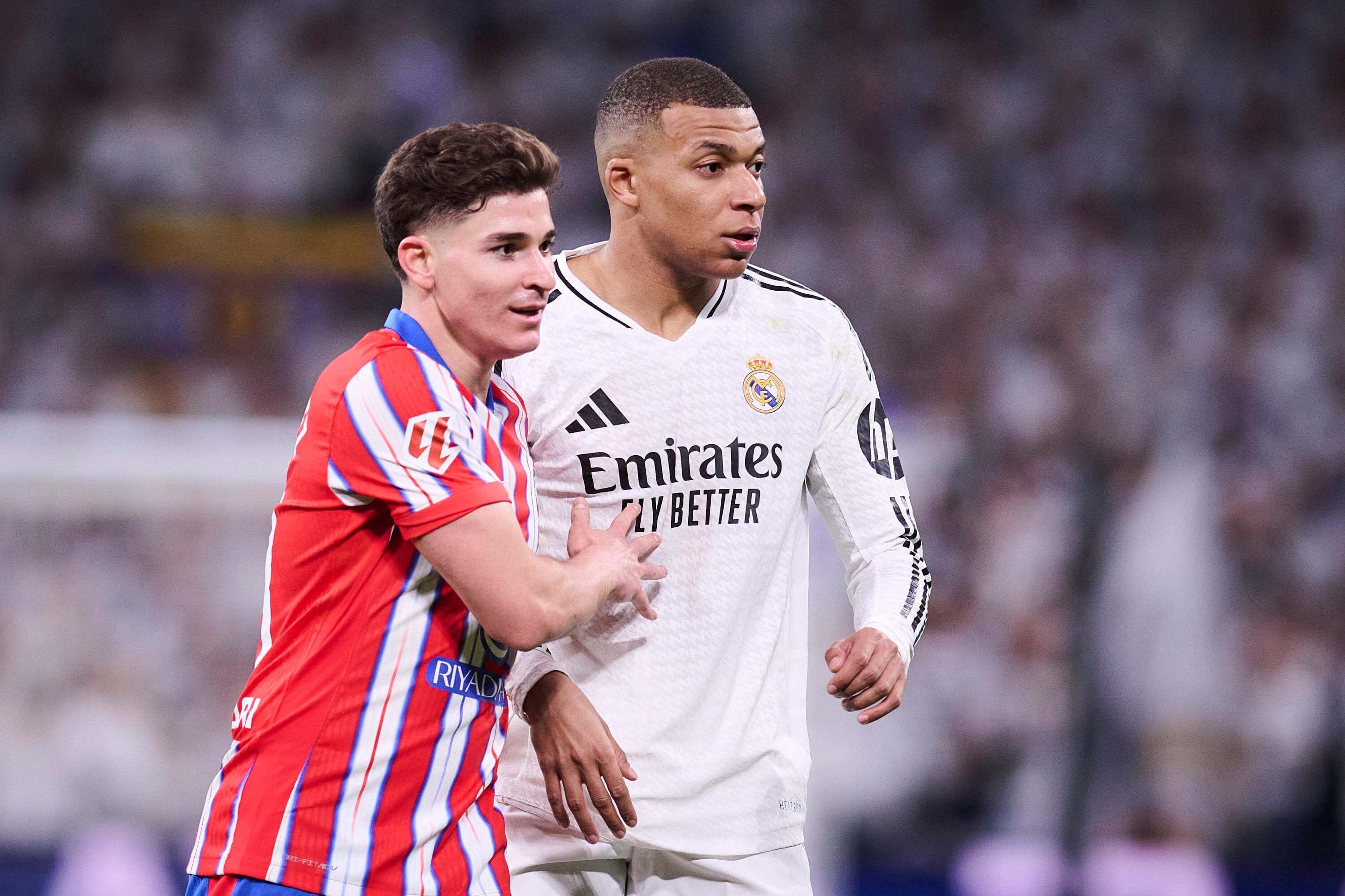  Julián Álvarez y Kylian Mbappé en el derbi madrileño (Cordon Press)