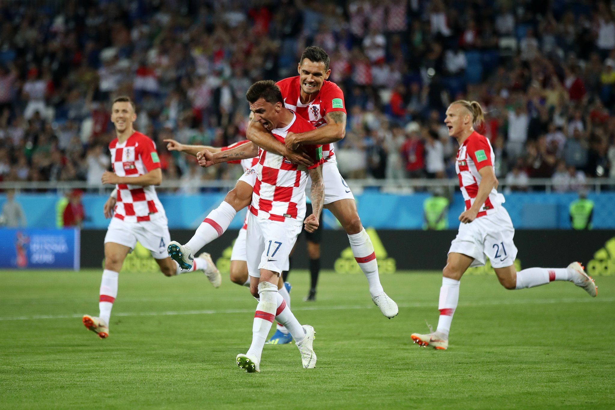 Los jugadores de Croacia celebran un gol durante el partido ante Nigeria.