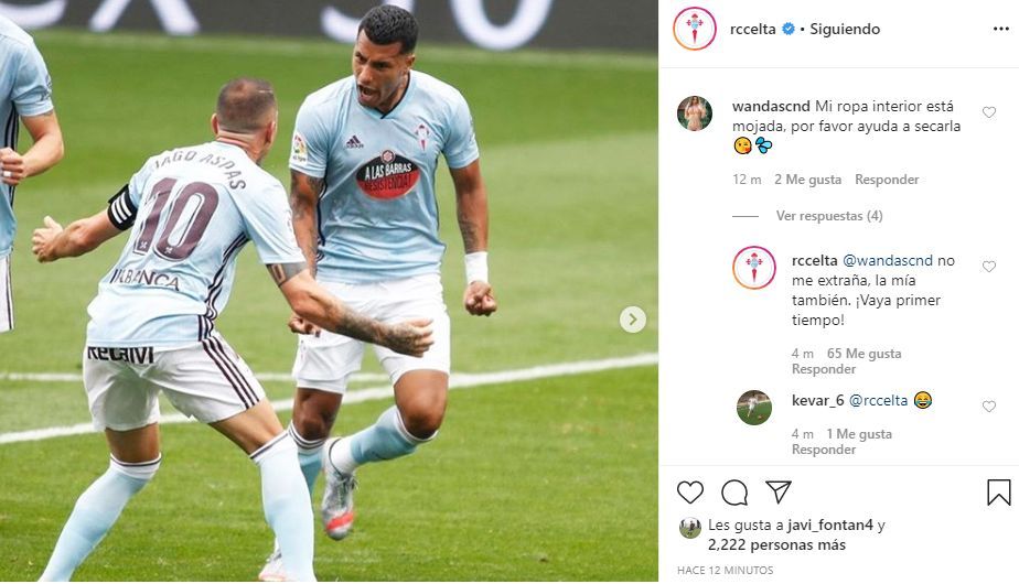  Respuesta del Celta en Instagram.