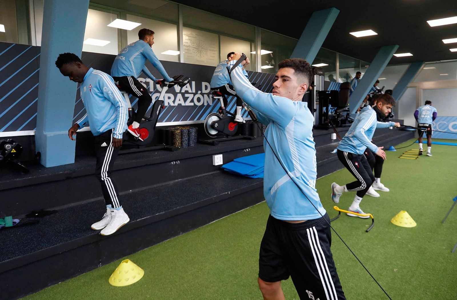 Olaza, durante un entrenamiento del Celta.