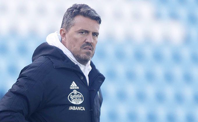  Óscar García, en un entrenamiento del Celta.