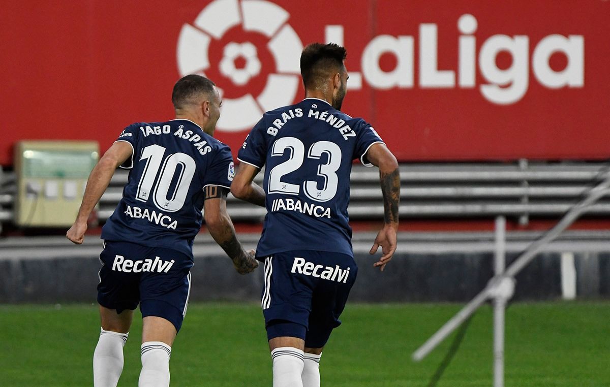 Aspas celebra su gol ante el Sevilla